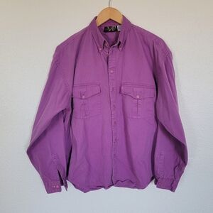 FLUID | Vintage Style Orchid Purple Shacket Cotton Button Down Shirt 90s